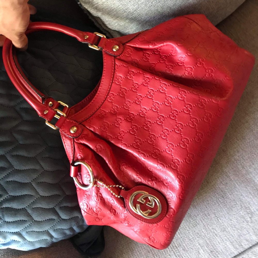 Gucci Sukey Red Leather Shoulder Bag